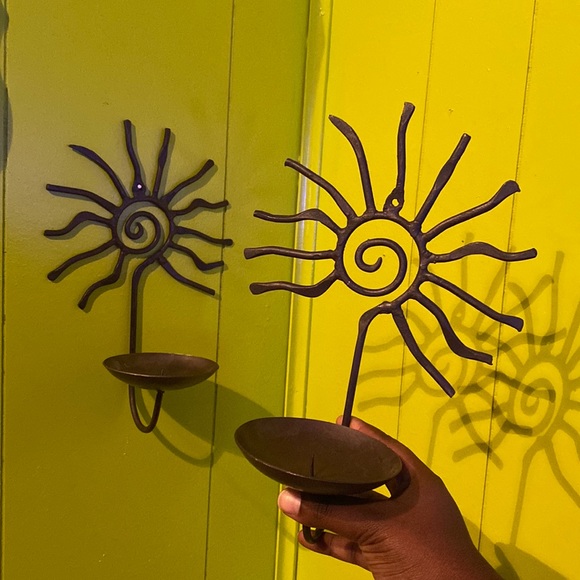 Other - Vintage Celestial Sun Spiral Candelabra Wall Sconce Candle Holder